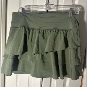 Aerie Forest Green Ruffle Mini Skirt
